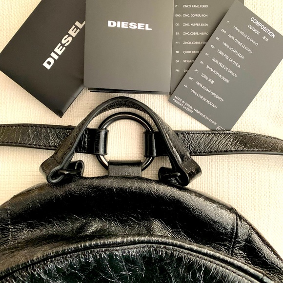Diesel Black 100% Ovine Leather Backpack. - Picture 8 of 8